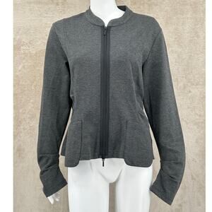 Porto Jacket Womens 4 US XL 12 Charcoal Gray Rigby Blazer Ponte Knit Zip Italy‎